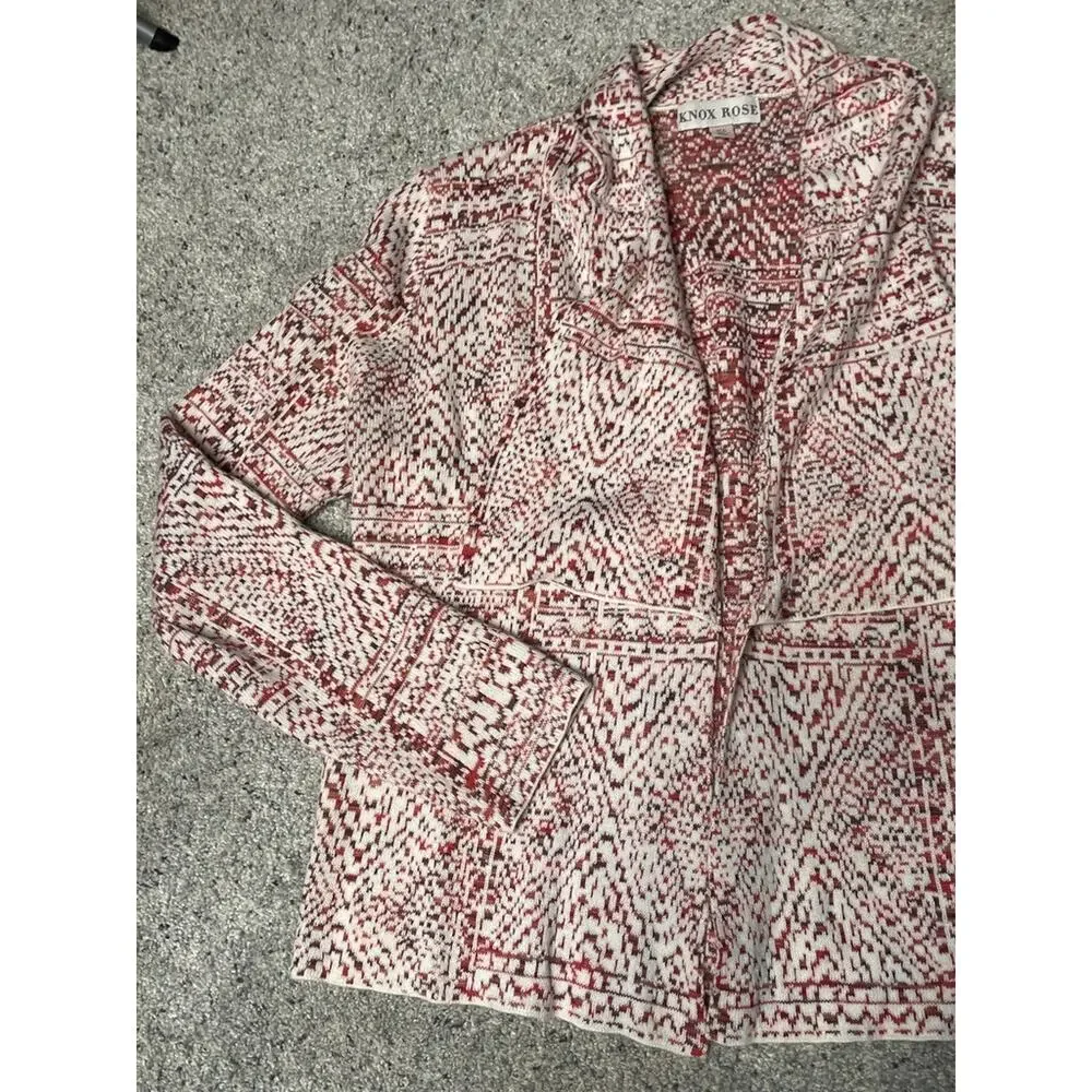 Knox Rose Women's Open Front Cardigan Sweater Sz XL Shawl Collar Cozy Aztec Boho